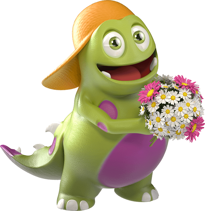 Kruschelfigur mit einem Blumenstrauß