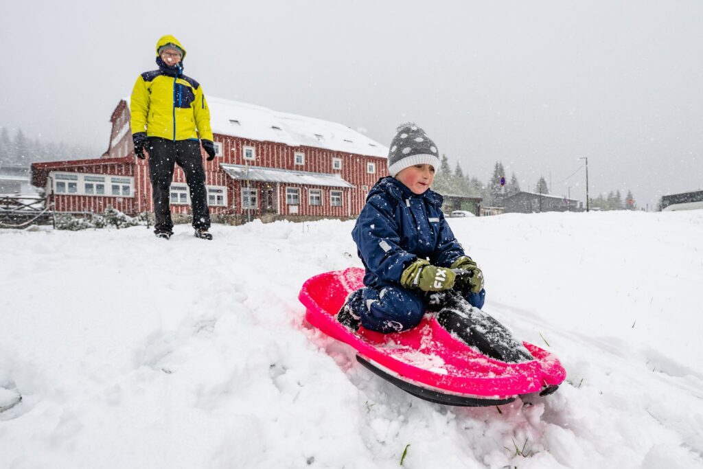 Schneefall im Riesengebirge